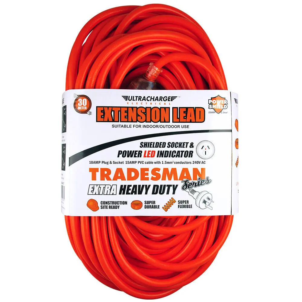 Ultracharge 30M Extension Lead 10A Extra Heavy Duty (Red) 1
