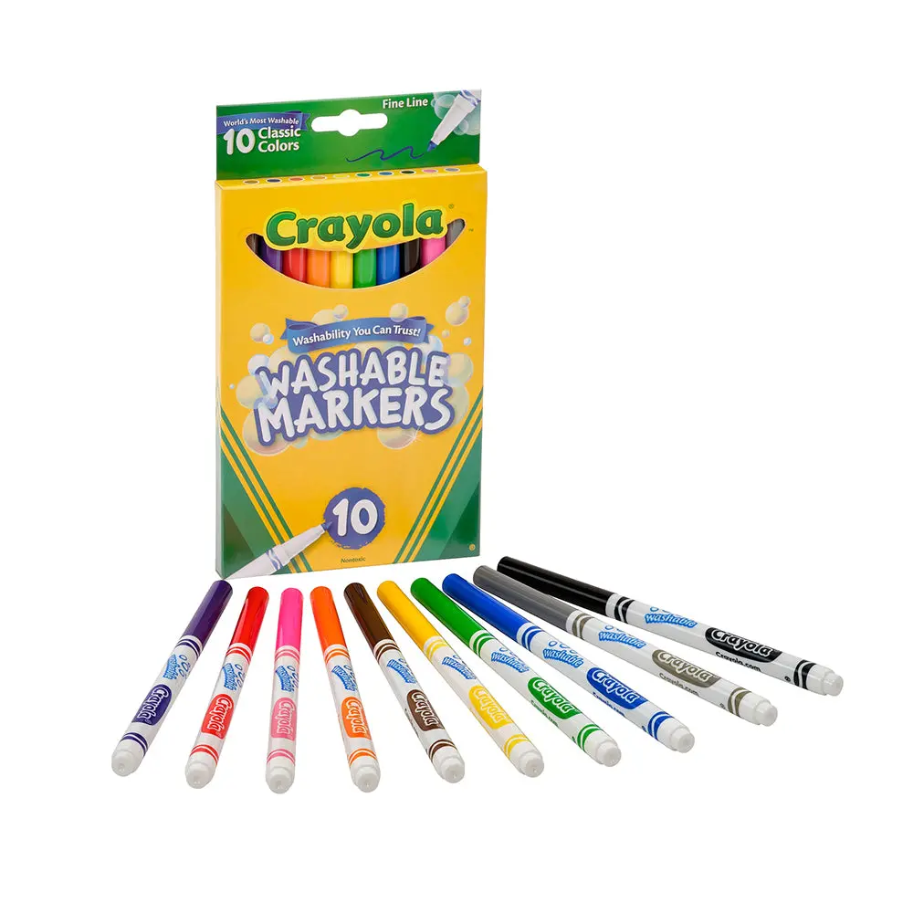 10Pc Crayola Kids/Childrens Creative Washable Fineline Markers 36M+ 2