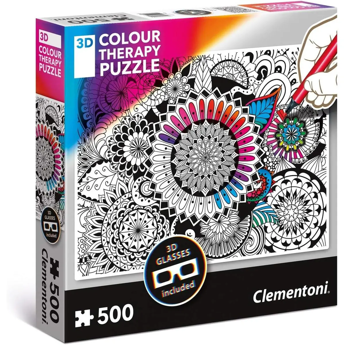 Clementoni Flowers 3D Colour Therapy Puzzle (500Pc) 1