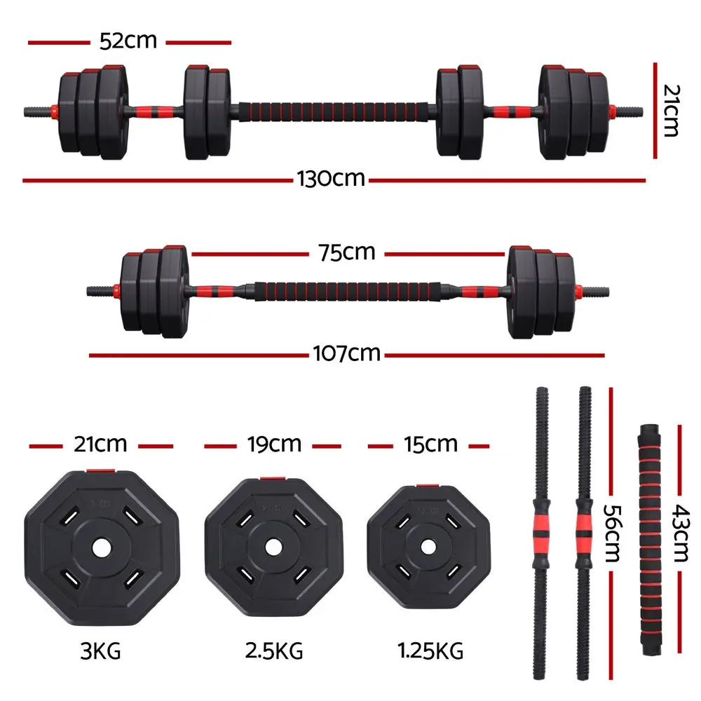Everfit 40Kg Adjustable Dumbbell Barbell Set Weight Plates Home Workout 2