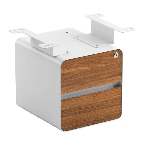 Desky Minimal Under Desk Cabinet - Prime Oak Melamine / White 1