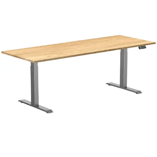 Desky Dual Hardwood Sit Stand Desk 200Cm White Oak Desktop And Space Grey Frame 1