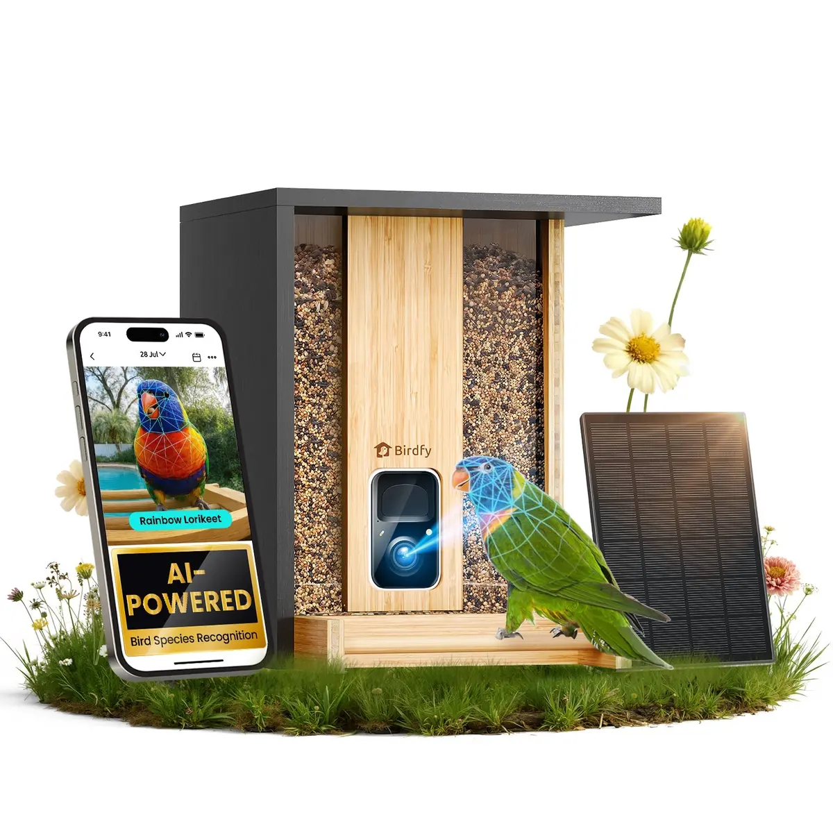 Birdfy Feeder Bamboo Ai Lifetime Free With Solar 1