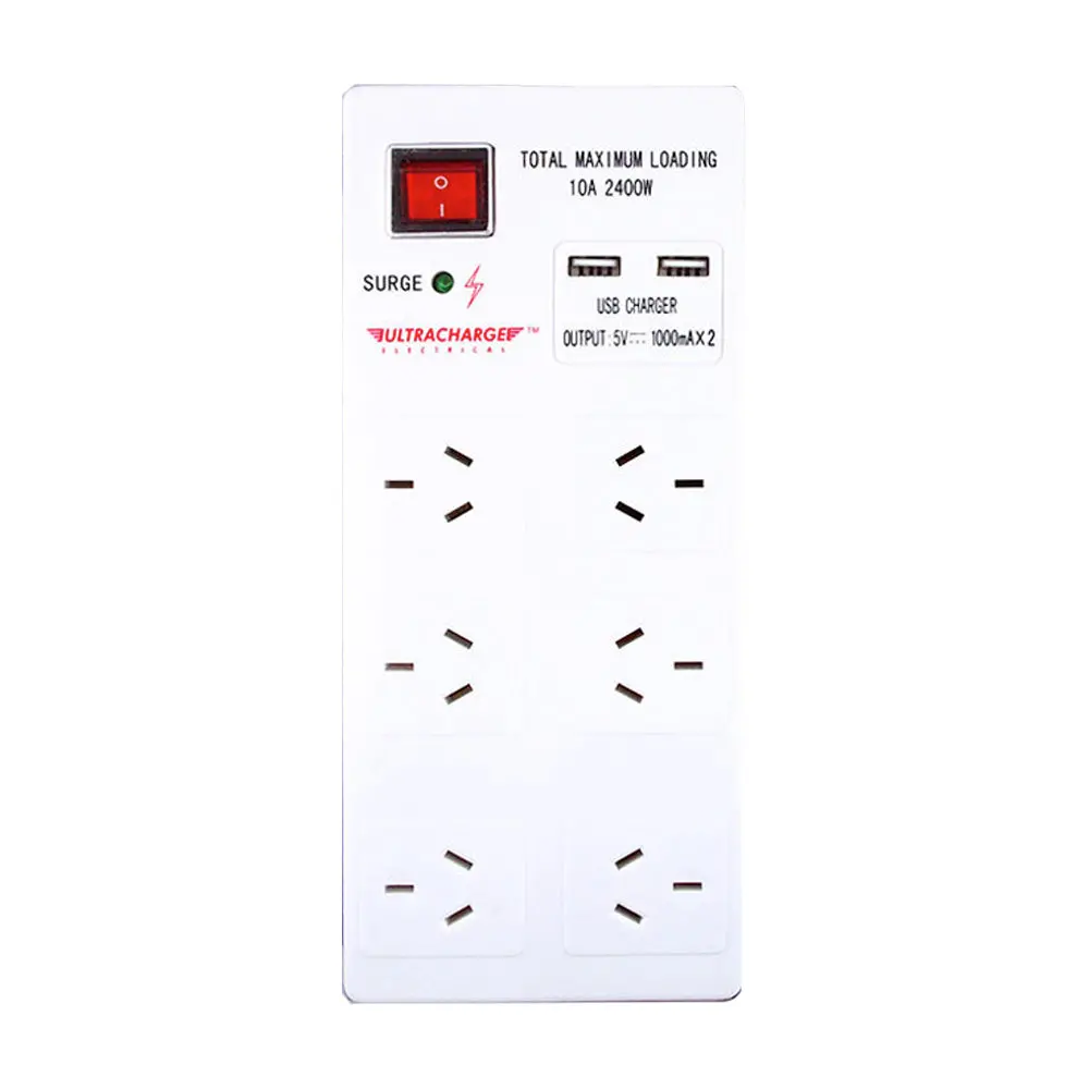 Ultracharge 6-Socket Surge Protector Usb (White) 2