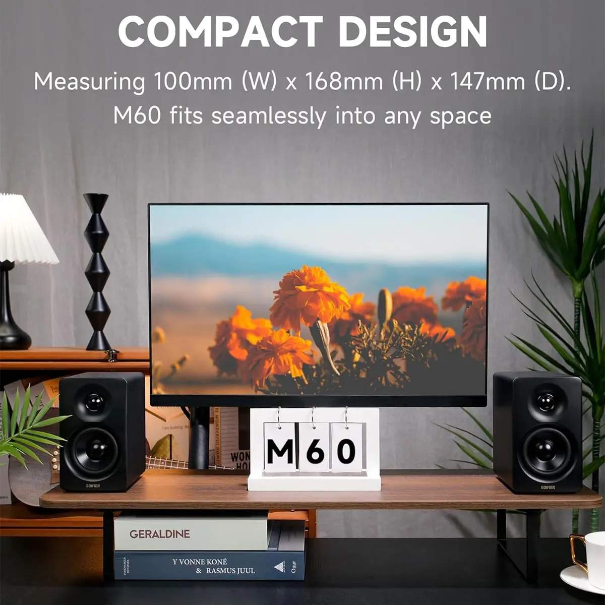 Edifier M60 Compact Desktop 2.0 Speakers With Stands (Black) 2