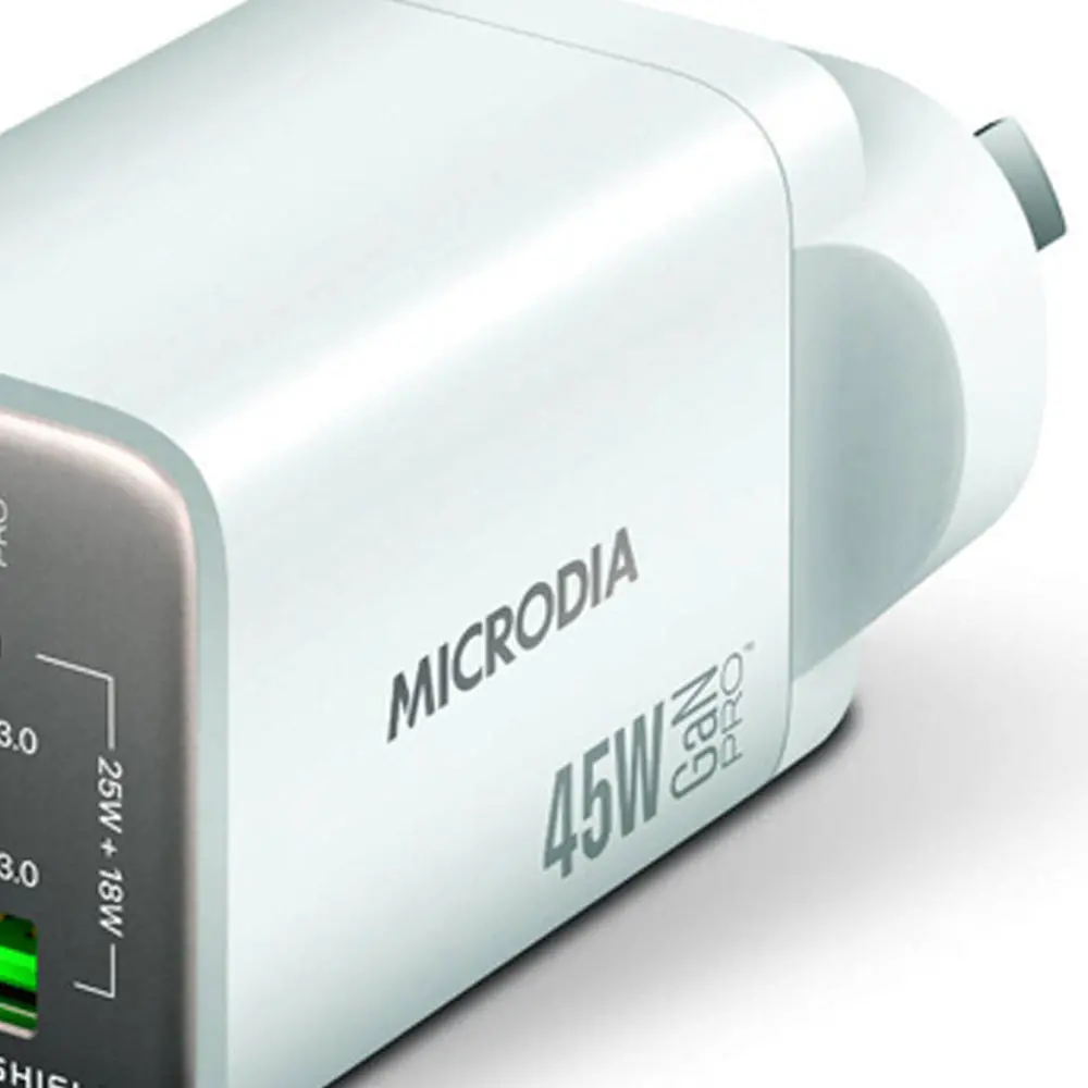 Microdia Smartcube Nano 45W Dual Port Gan Wall Charger (White) 2