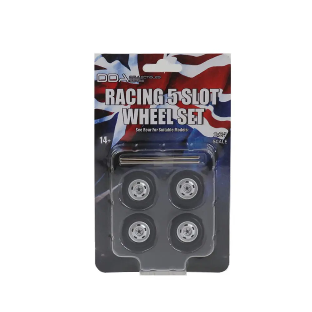 Dda 1:24 4Pcs Racing 5 Slot Wheels With Tyres & Axles Suits Holden Ford Model 1