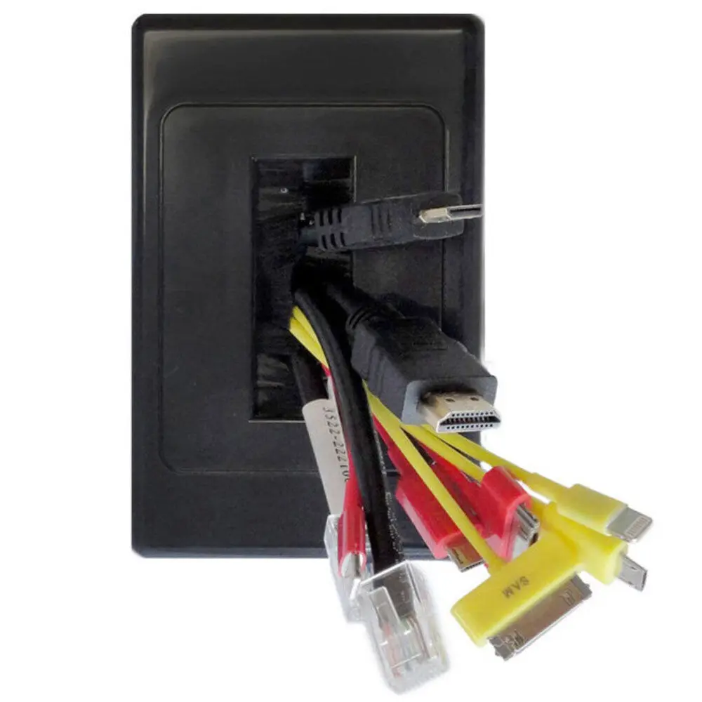 Pro2 Wall Plate Wallplate With Brush Outlet Cover For Cable Lead (Black) 1