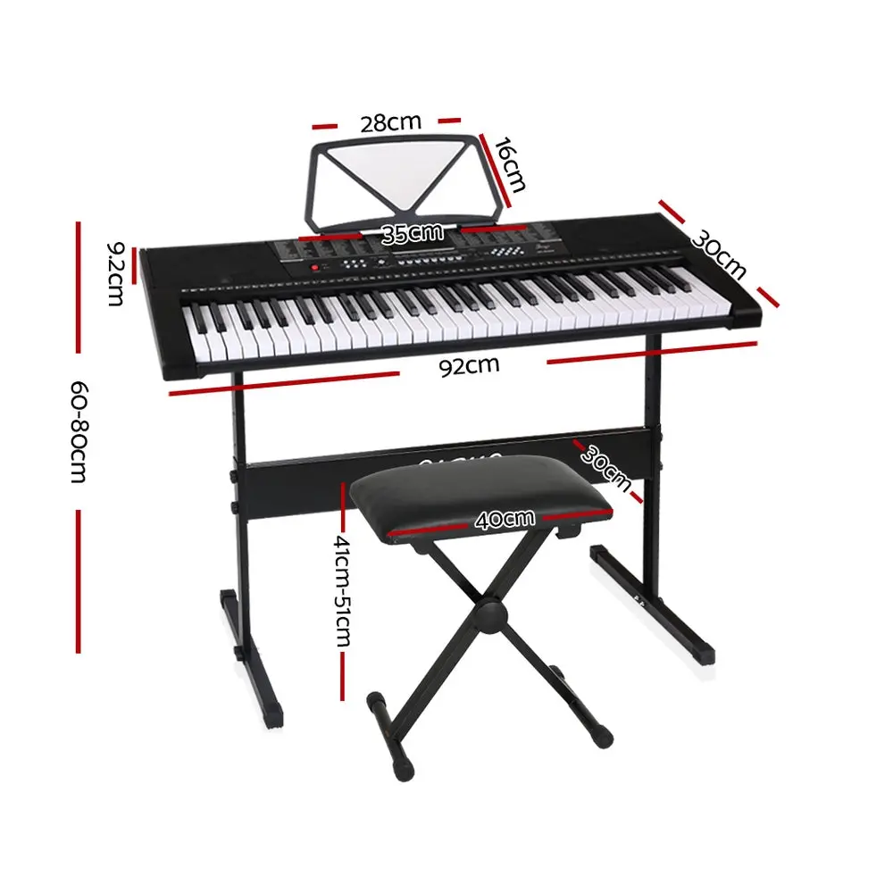 Alpha 61 Keys Electronic Piano Keyboard Digital Electric With Stand Stool Speaker 2