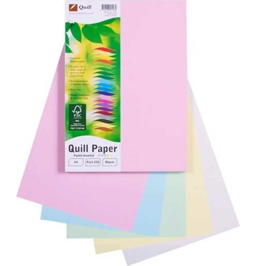 Quill Coloured A4 Copy Paper 80Gsm Pastels Colours Pack 250 Sheets 1