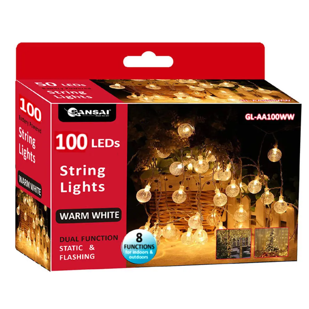 Sansai 100 Led Bubble String Lights (Warm White) 1