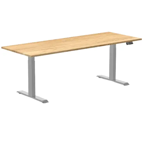 Desky Dual Hardwood Sit Stand Desk 200Cm White Oak Desktop And Grey Frame 1