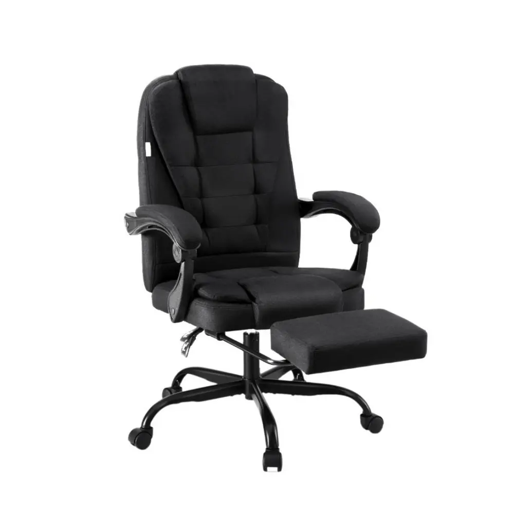 Artiss Office Chair Executive Fabric Seat Racing Computer Desk Chairs Footrest (Black) 1