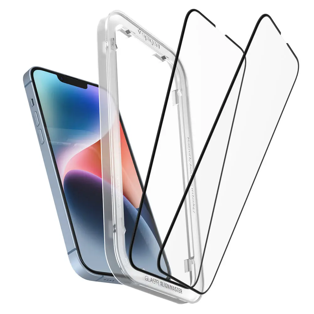 Spigen Apple Iphone 14 Plus / Iphone 13 Pro Plus Alignmaster Glas.Tr Full Cover 2Pcs Glass Screen Protector - Black 1