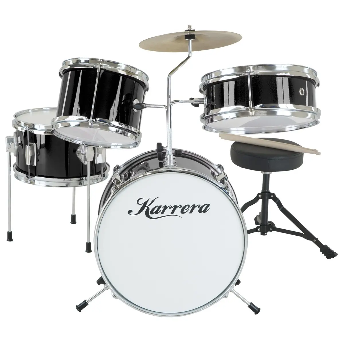 Karrera Childrens 4-Piece Drum Kit (Black) 1