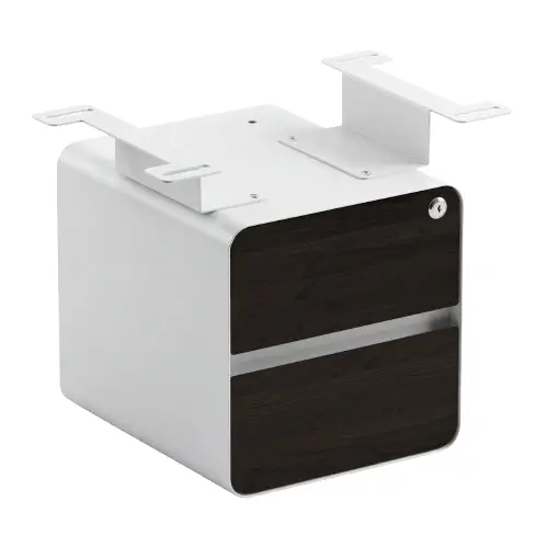 Desky Minimal Under Desk Cabinet - Burnished Wood Melamine / White 1
