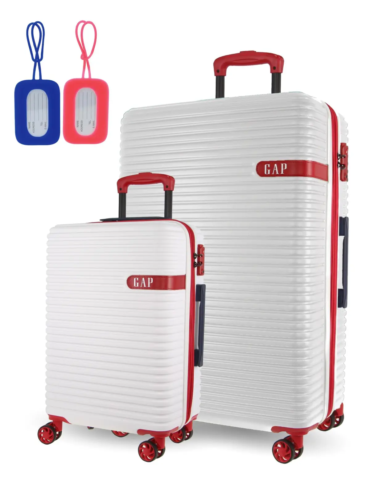 Gap Hard-Shell Suitcase Large Cabin Luggage Set With Tag (White) [2-Pieces] 1