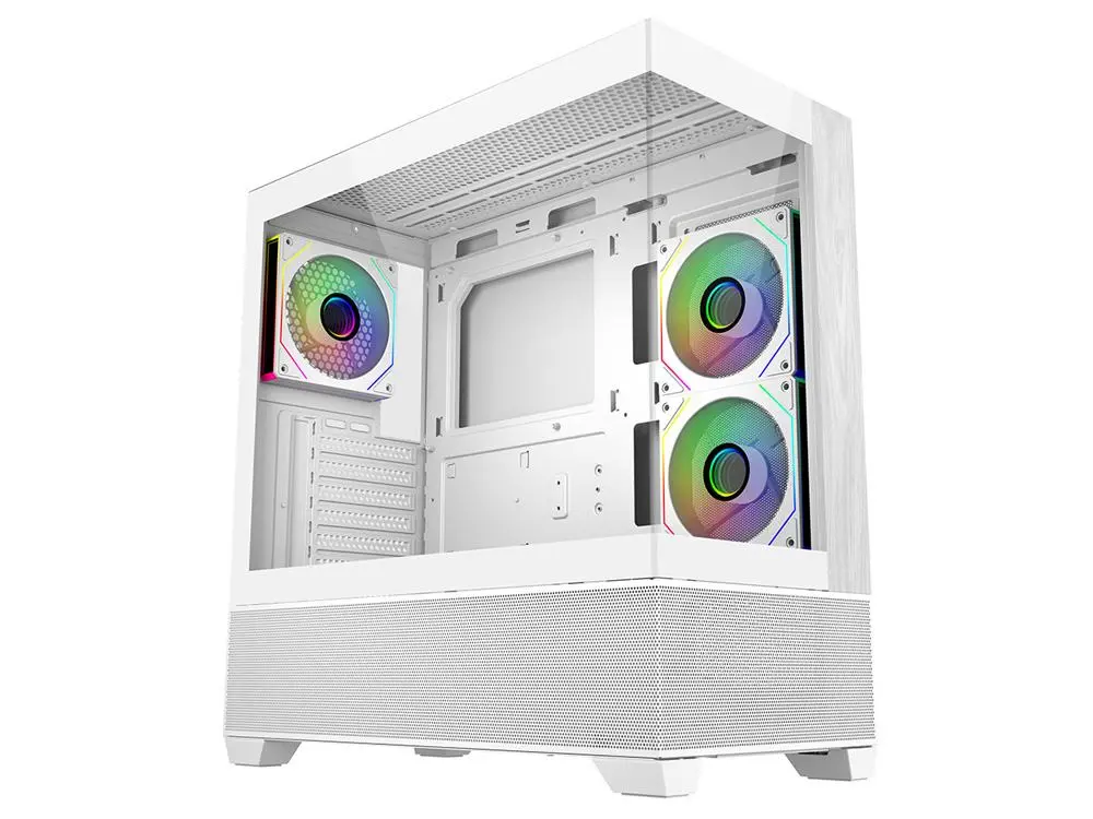 Cooler Master Elite 690 Wood Dual Tempered Glass Mid-Tower Case (White) 1