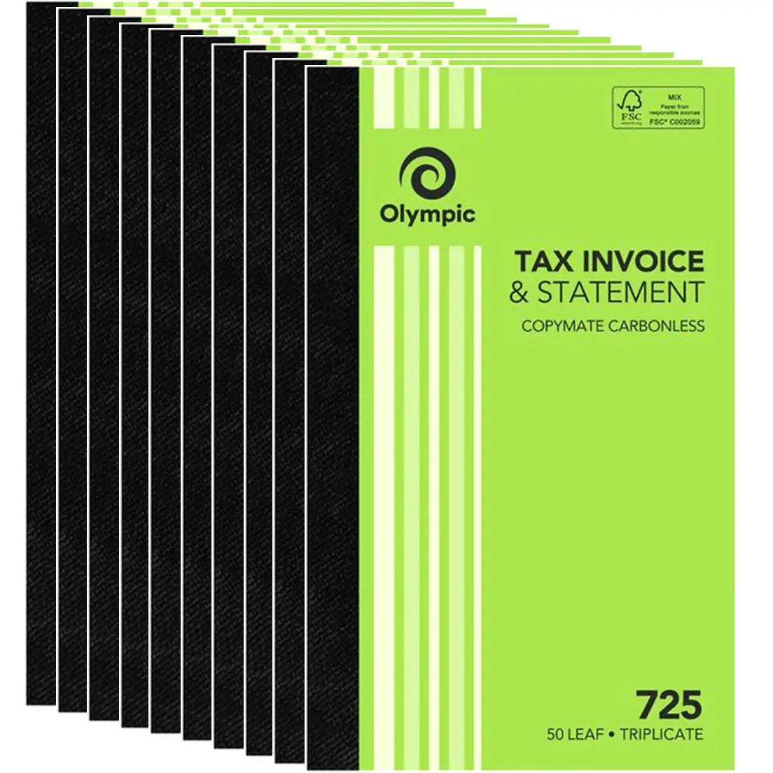 Olympic 10 Pack 725 Triplicate Tax Invoice & Statement Book 140871 Bulk 1