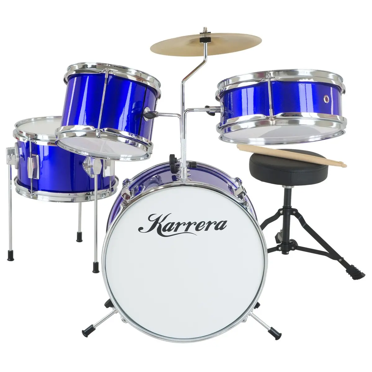 Karrera Childrens 4-Piece Drum Kit (Blue) 1