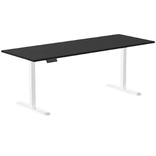 Desky Single Sit Stand Desk 200Cm Black Desktop And White Frame 1