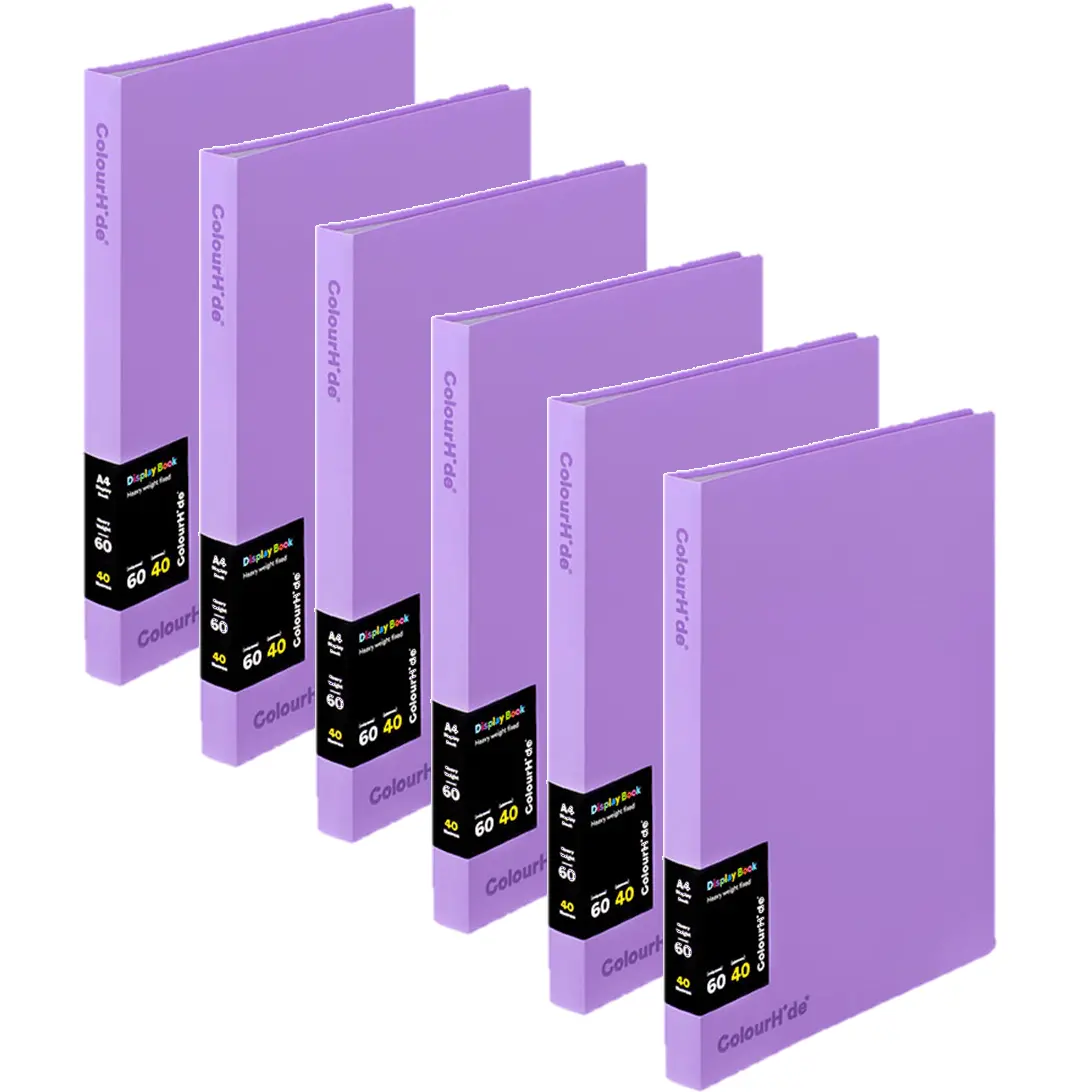 Colourhide Display Book 40 Pockets Sleeves A4 Purple Violet Pack 6 1