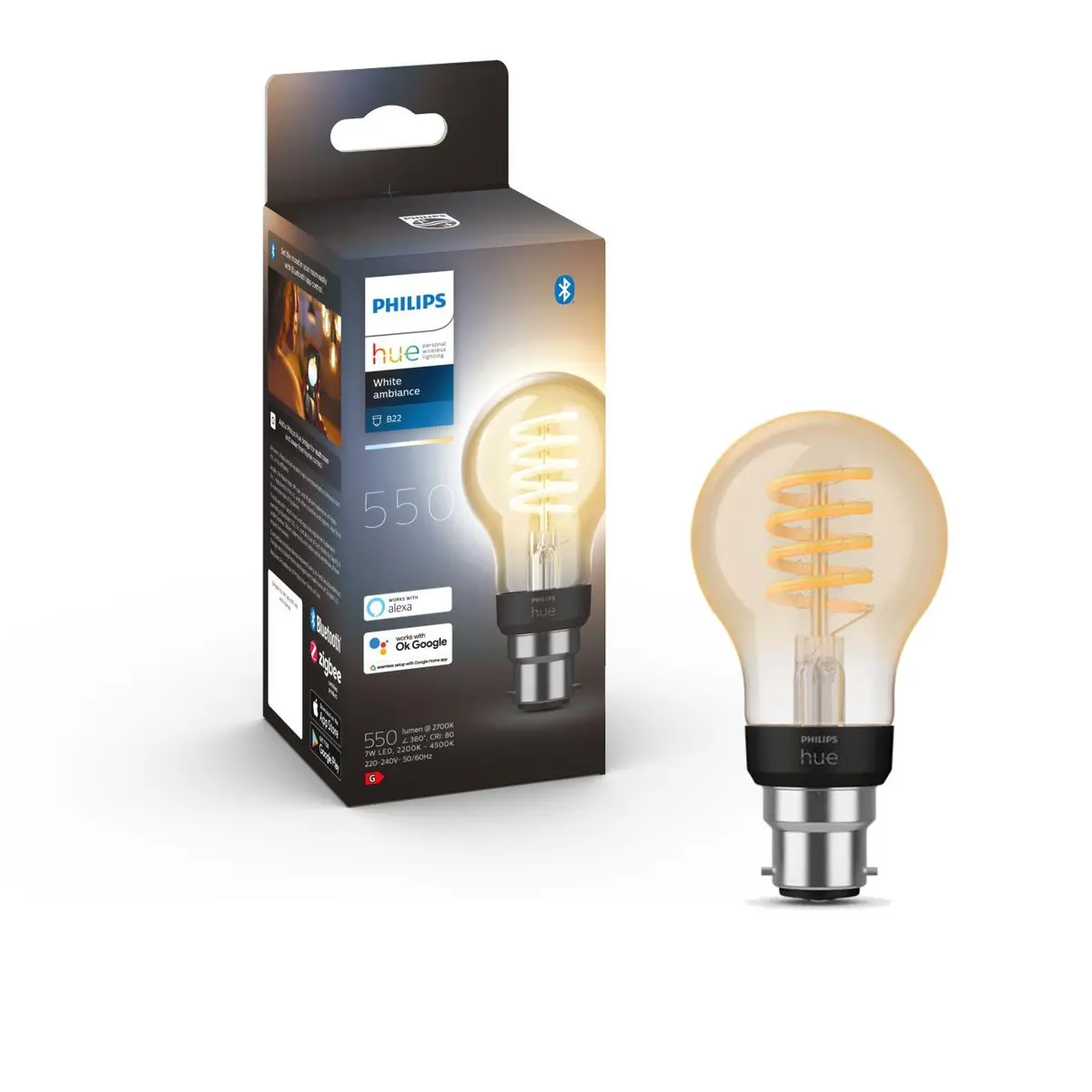 Philips Hue White Ambience Filament A60 B22 Bluetooth Bulb (2021) 1