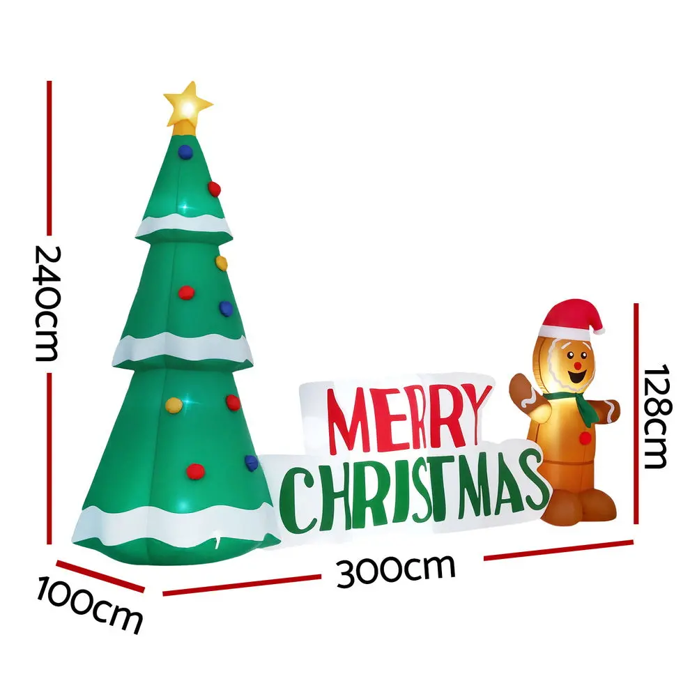 Jingle Jollys Christmas Inflatable Gingerbread Man Tree Led Illuminated Decorations 2