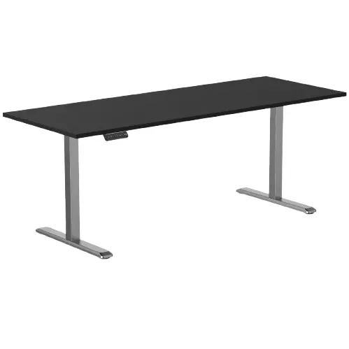 Desky Single Sit Stand Gaming Desk 200Cm Black Desktop And Space Grey Frame 1