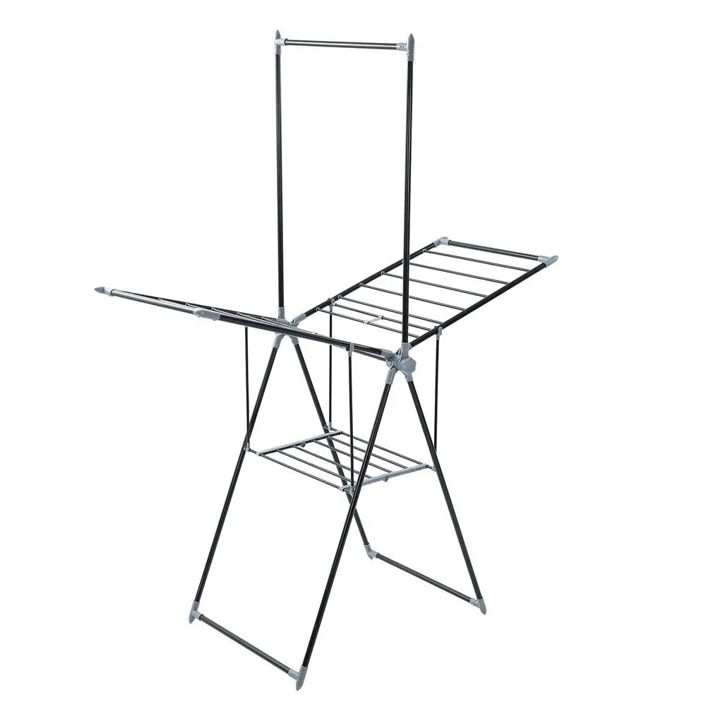 Boxsweden Foldable Clothes Airer With Hanging Rack 155X194cm (Black) 1