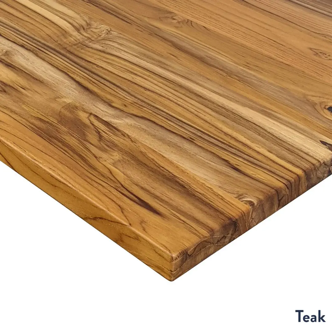 Desky Dual Hardwood Standing Desk With Drawer 150Cm Teak Desktop And Space Grey Frame 2