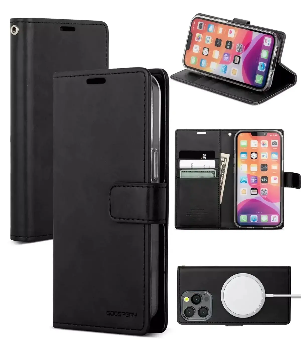 Goospery Blue Moon Diary Wallet Case, Iphone 14 Plus-Red 2