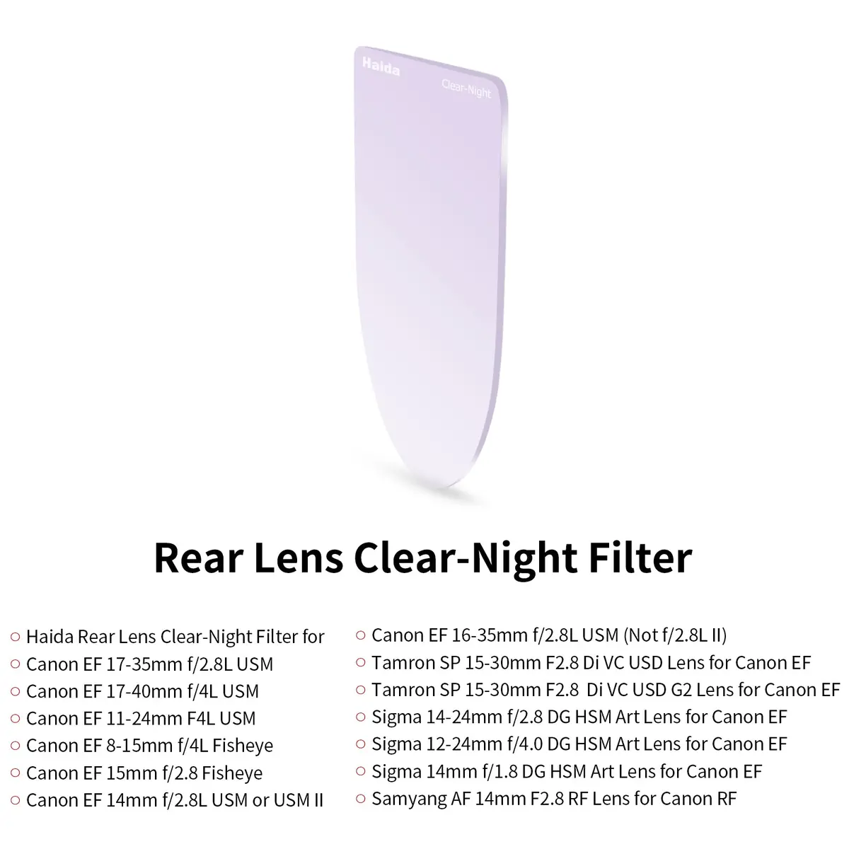 Haida Rear Clear-Night Filter For Select Lenses 2