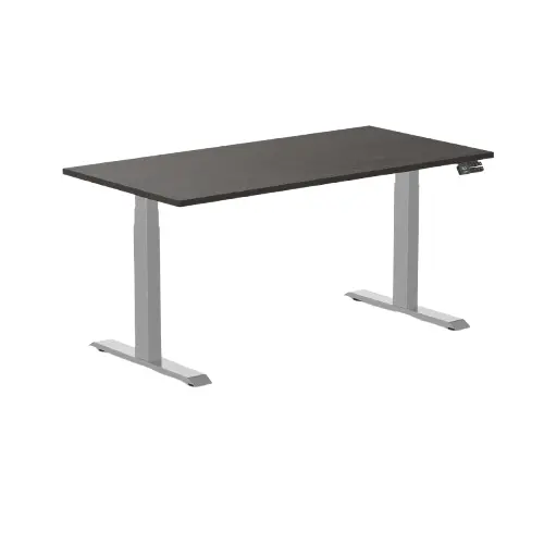 Desky Dual Melamine Sit Stand Desk 150Cm Burnished Wood Desktop And Grey Frame 1