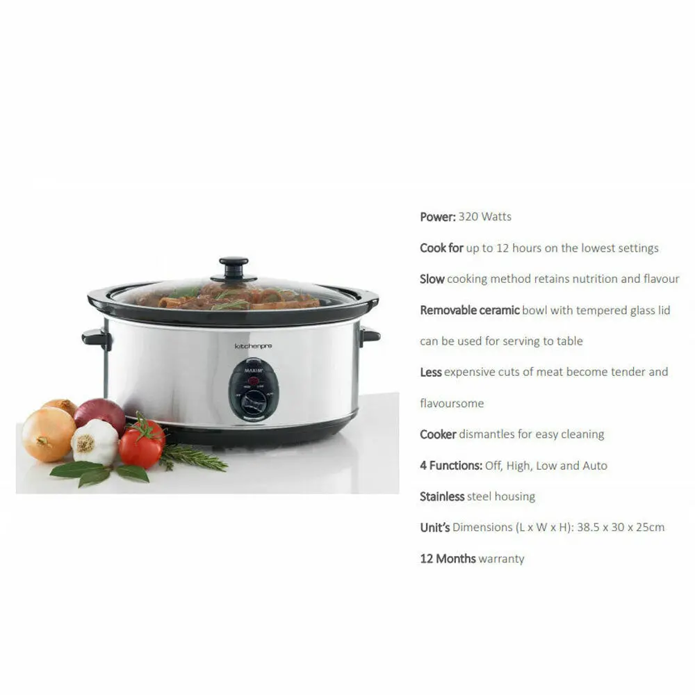Maxim Kitchen Pro 6.0L Stainless Steel Slow Cooker 2