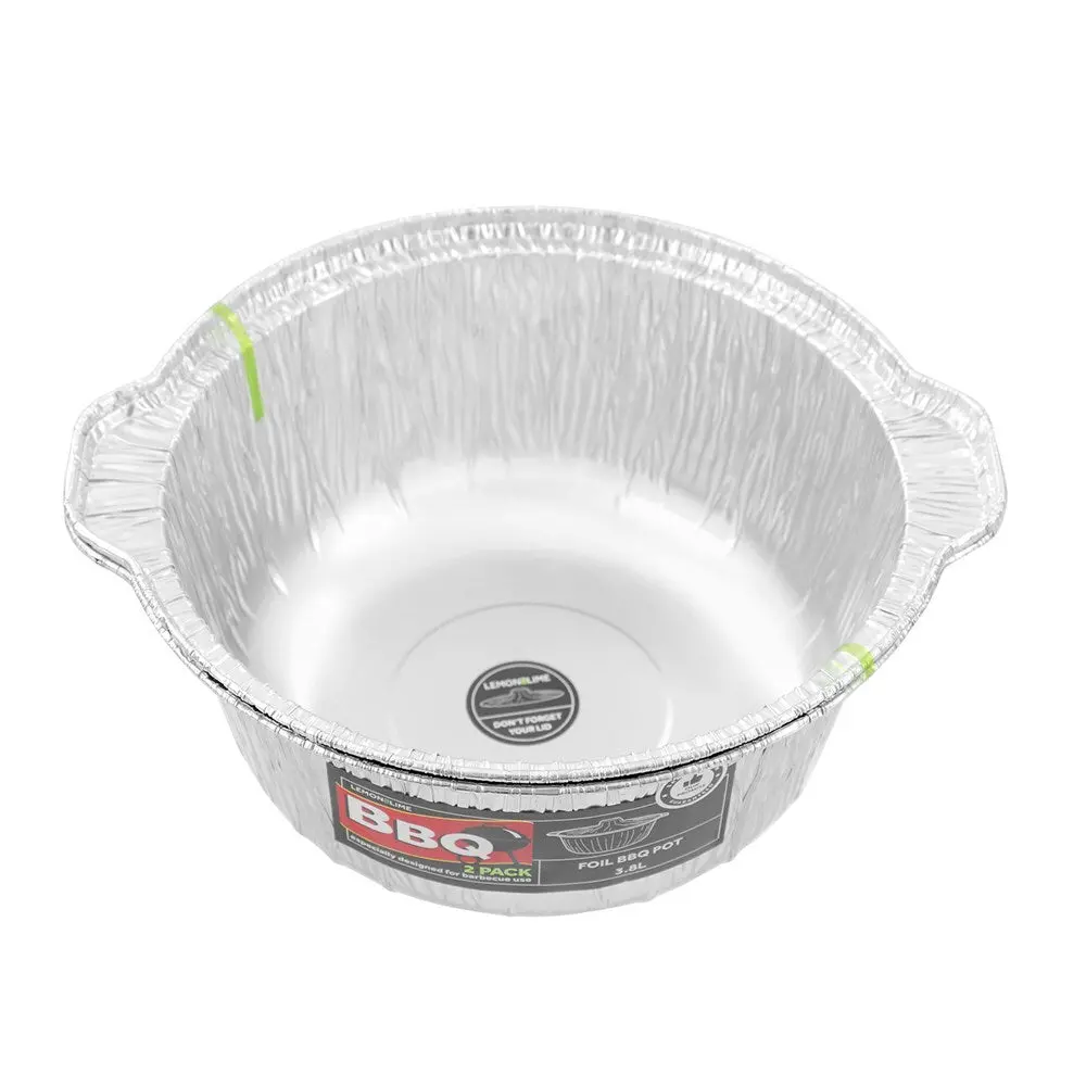 Lemon & Lime Foil Bbq Pot With Lid 2-Pack 3.8L/29Cm (Silver) 2