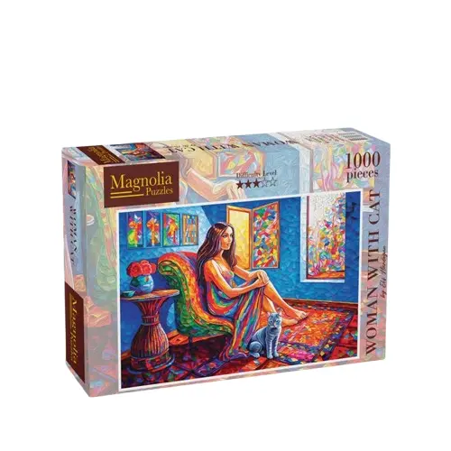 Magnolia Puzzles 1000Pc Woman With Cat Puzzle 1