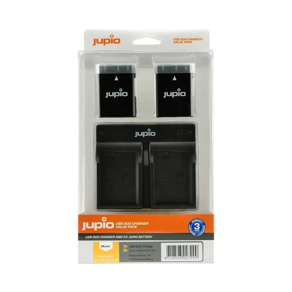 Jupio 2X Battery 1100Mah & Usb Dual Charger Kit For Nikon En-El14/En-El14a 2