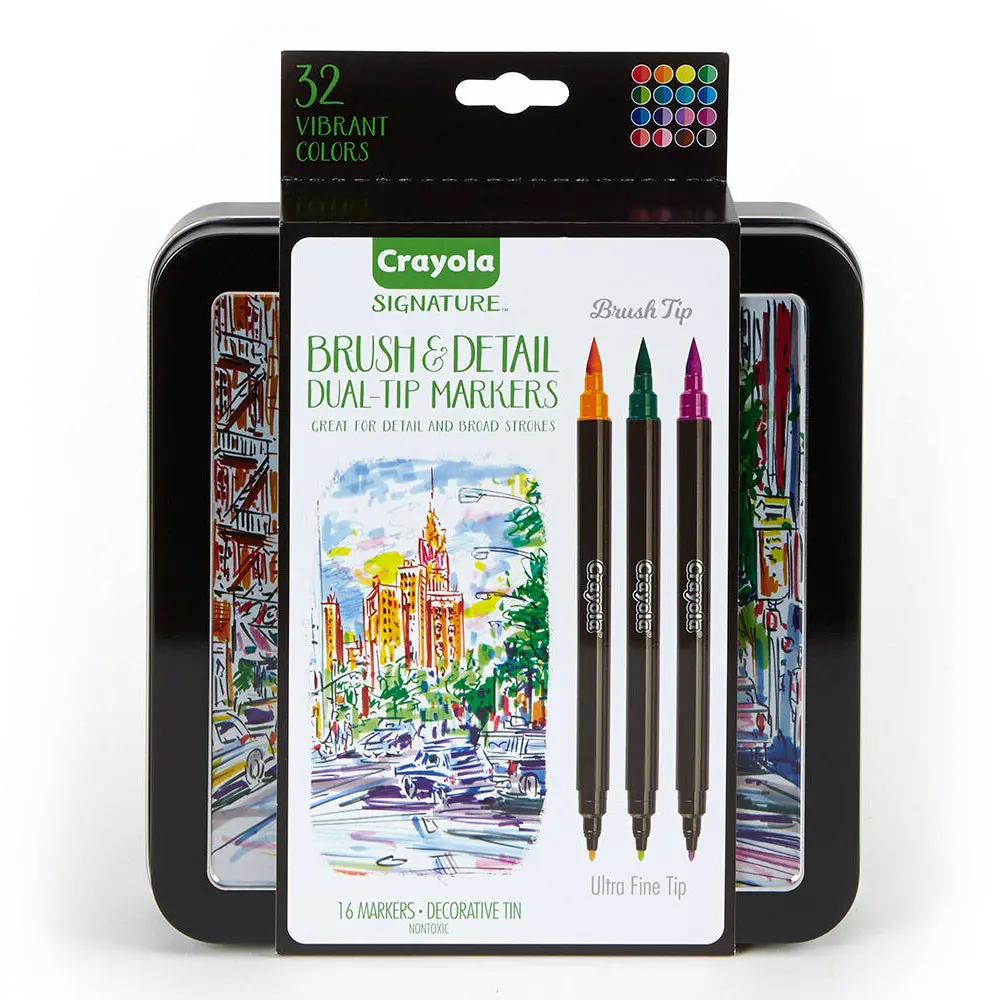 16Pc Crayola Signature Brush & Detail Dual Tip Markers 9Y+ 1