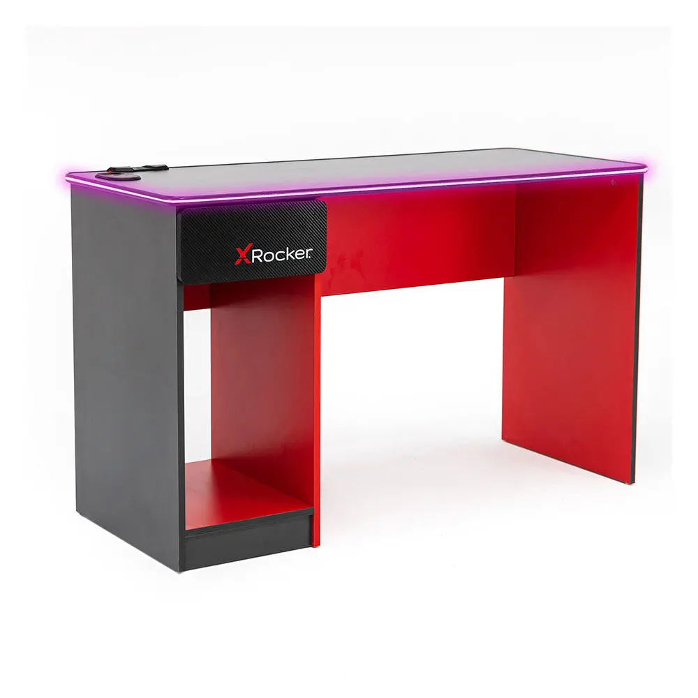 X Rocker Carbon-Tek Gaming Desk With Wireless Charging & Led Lighting (Black) 1