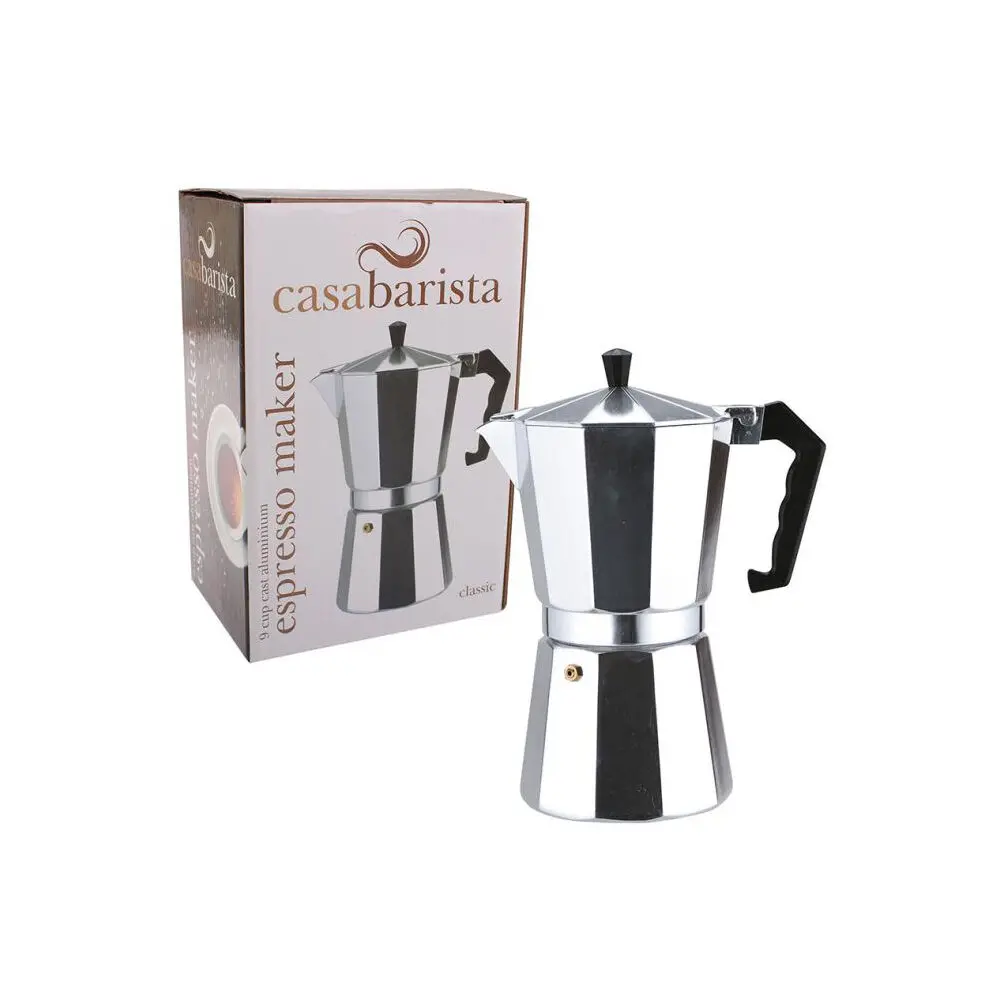 Casabarista Classic Aluminium 9 Cups Espresso Coffee Maker Moka Pot Silver 2