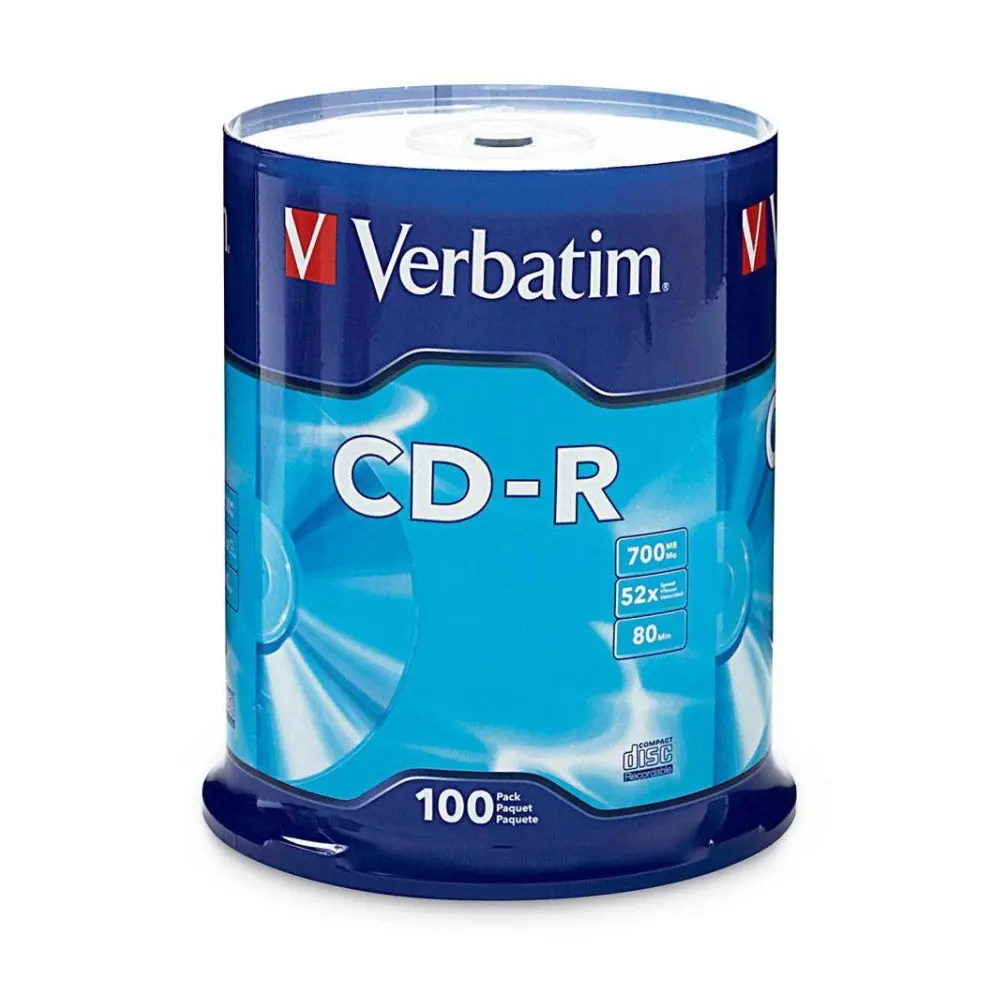 Verbatim Cd-R Recordable Spindle 52X Speed Blank Discs 700Mb/80Min 100Pc 1