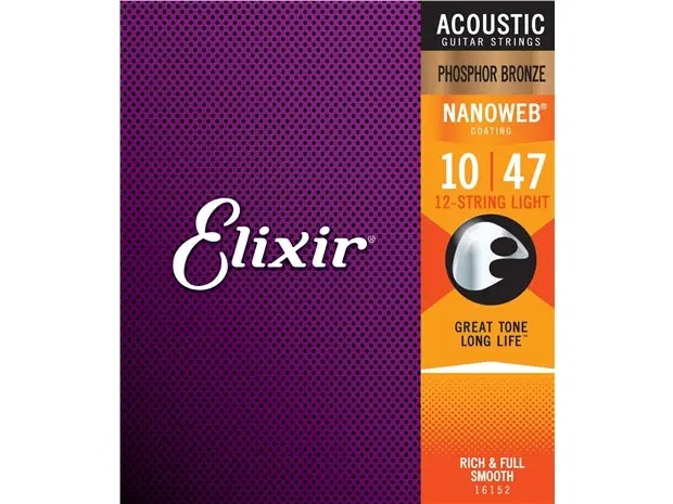 Elixir #16152 Acoustic Nano Phosphor Bronze 12 Guitar String 10-47 Light 2