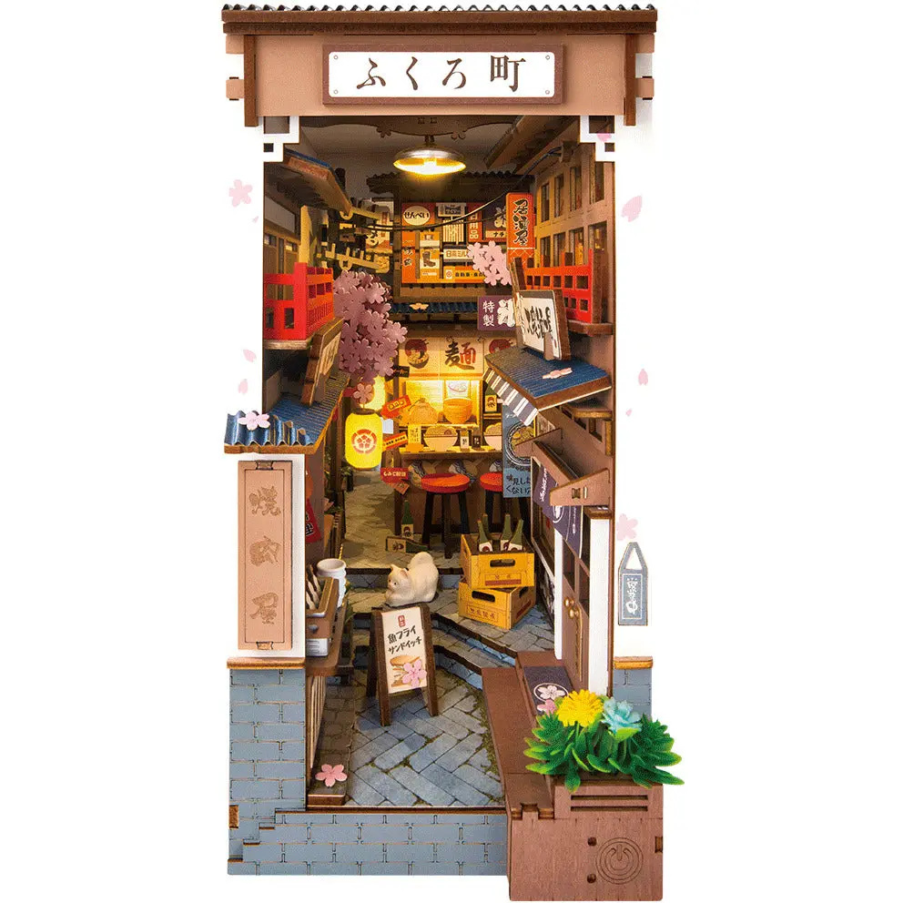 Robotime Diy Bookends Kit Sakura Wine Alley 1