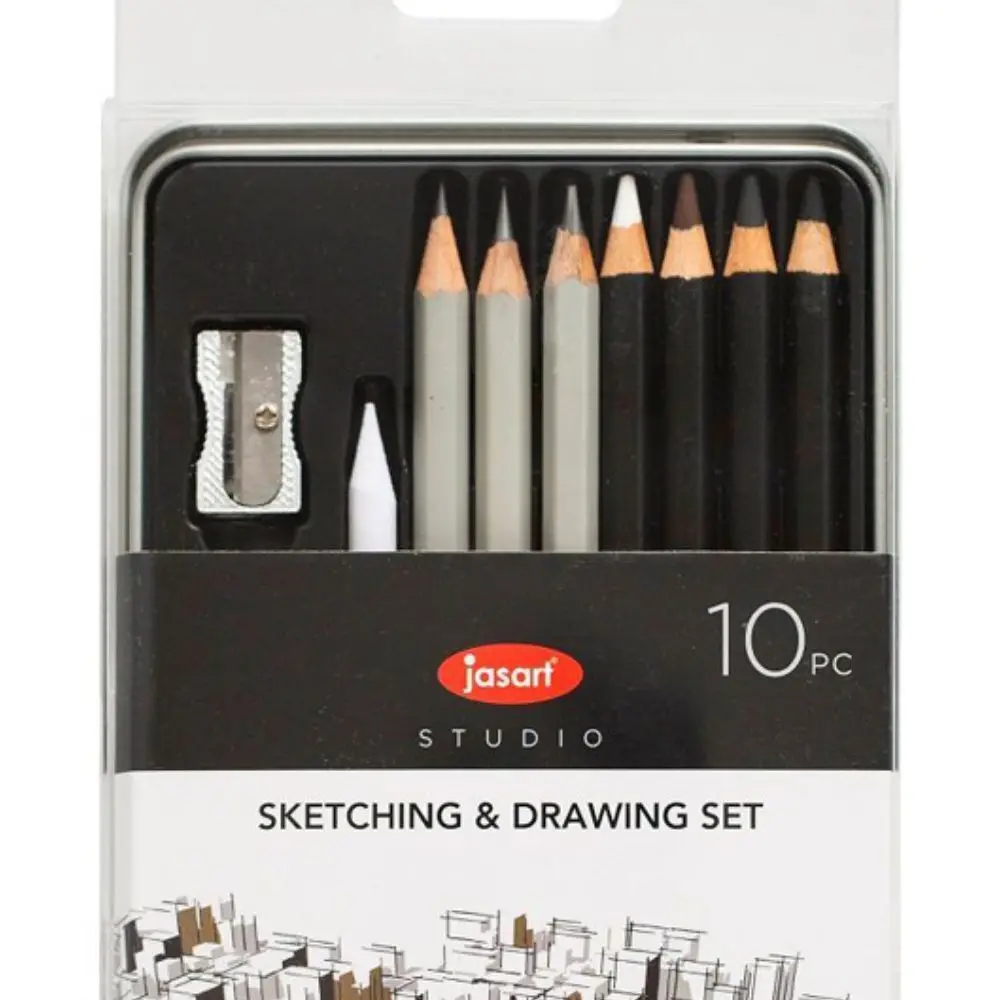 10Pc Jasart Studio 2B/6B/8B Graphite Sketching/Drawing Charcoal Pencil Set 2