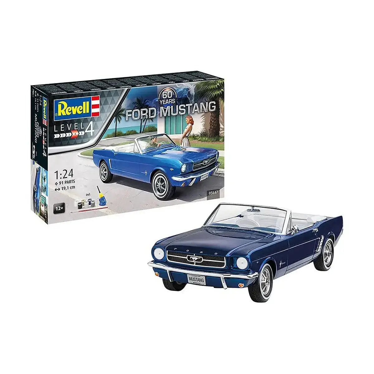 Revell 1/24 1964 Ford Mustang "60 Years" Car Scaled Plastic Model Starter Kit 1