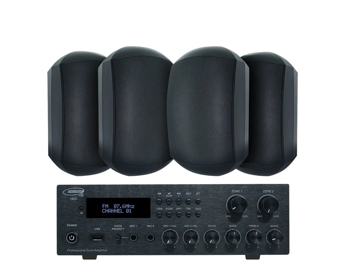 Weconic Outdoor Speaker Package With 160W Bluetooth Amplifier Black 182C+2Xwtp660blk 1