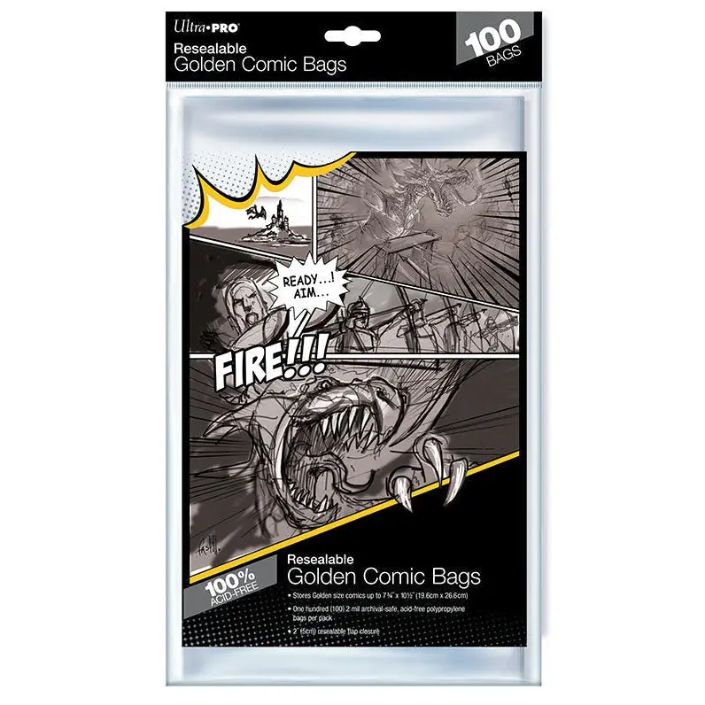 Ultra Pro: Up82228 Golden Size 7-3/4"X10-1/2" Resealable Comic Bags 1