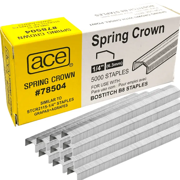 Ace 78504 Spring Crown Galvanised B8 1/4" 6Mm Staples Box 5000 1