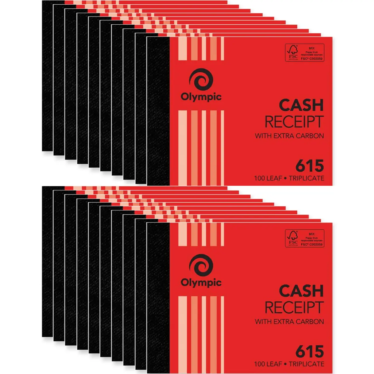Olympic 615 Cash Receipt Book Carbon Triplicate 100 Leaf Pack 20 Bulk 1